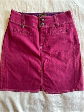 Rich Fuchsia Pink Denim Pencil Skirt